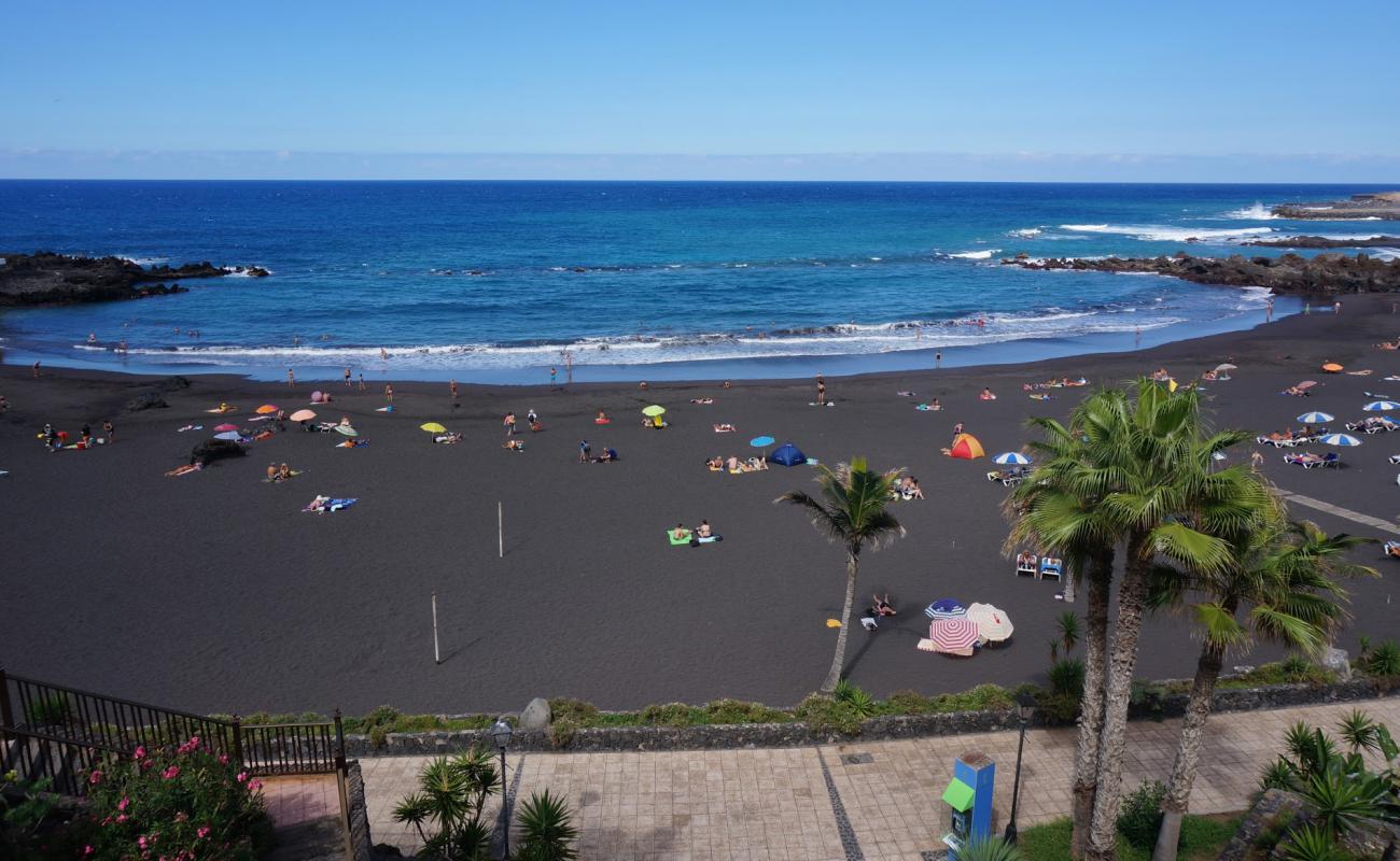 Фото Playa del Castillo (Playa Jardin) с серый чистый песок поверхностью