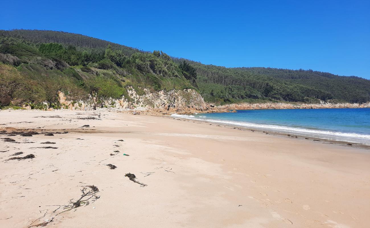 Фото Praia de Vilela с белый чистый песок поверхностью