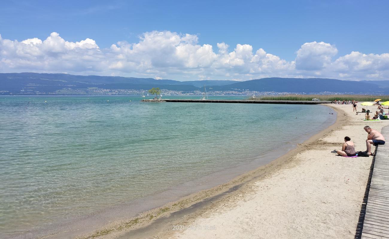 Фото Gletterens plage с светлый песок поверхностью