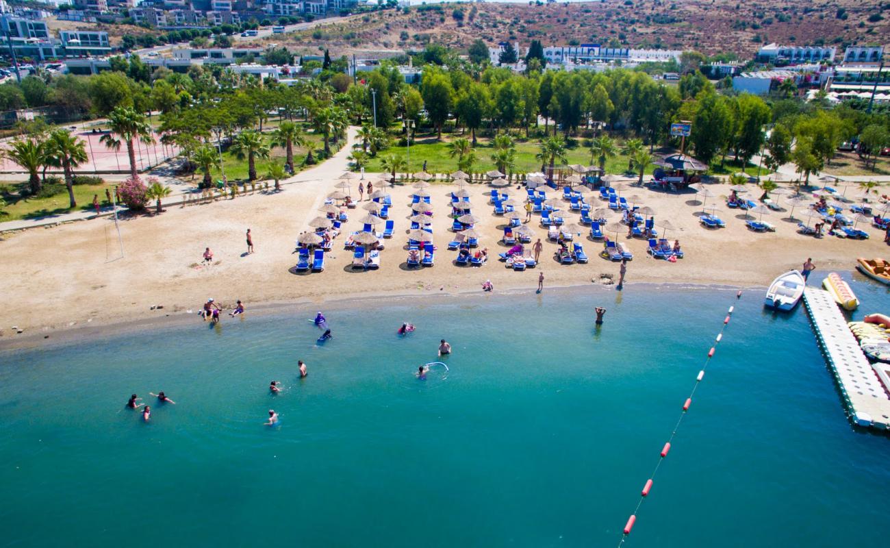 Фото Belediye beach с темный песок поверхностью