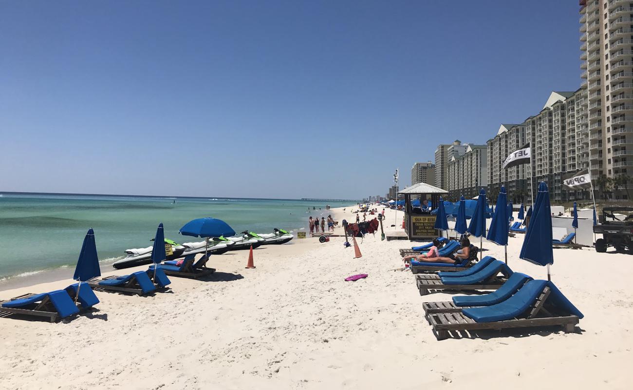 Фото Beachfront of Panama City Beach с белый чистый песок поверхностью