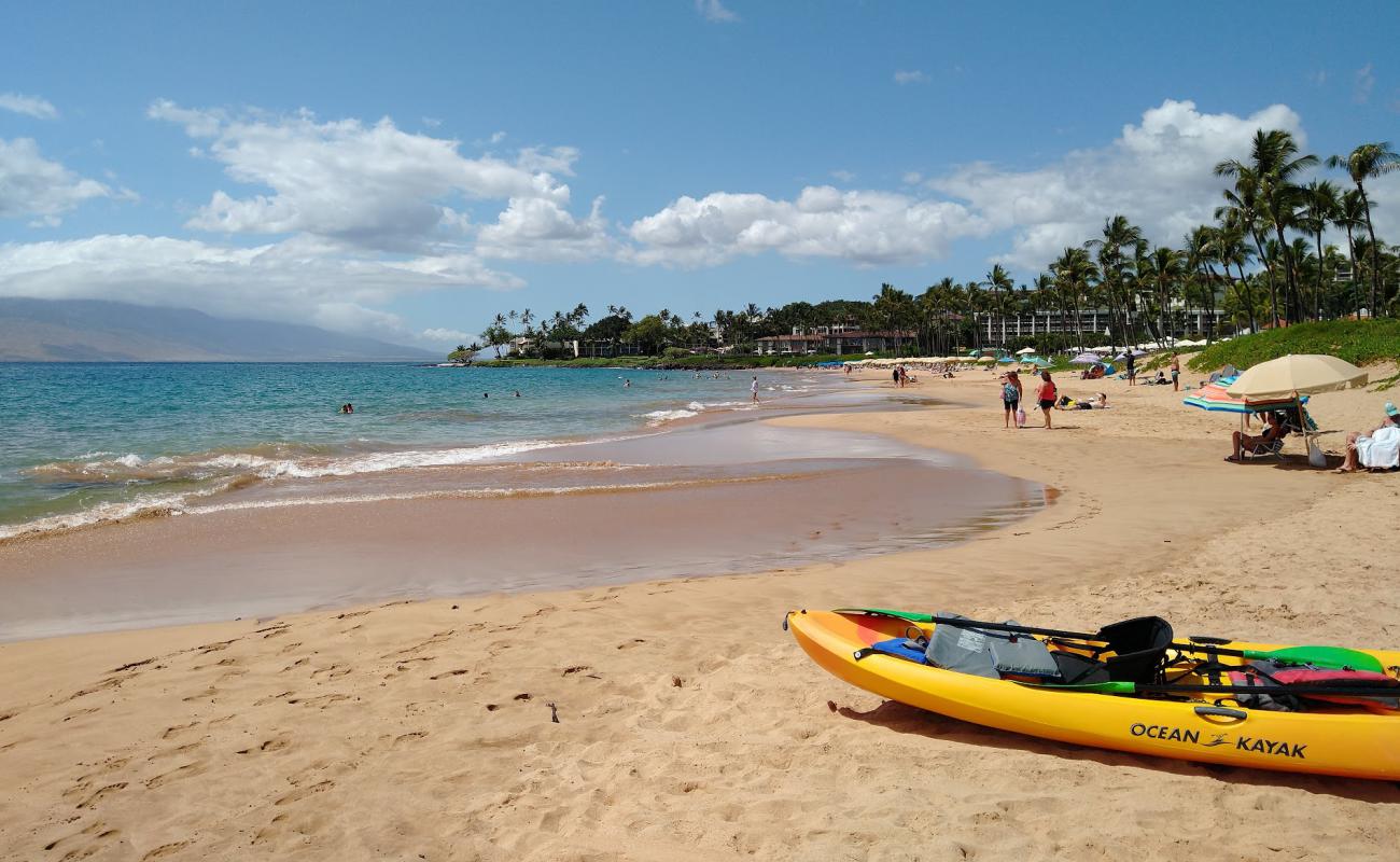 Фото Wailea Beach с золотистый песок поверхностью