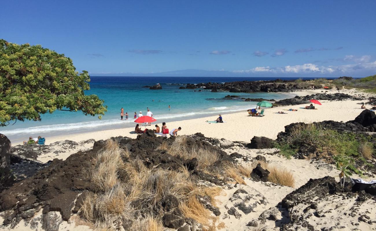 Фото Makalawena Beach с золотистый песок поверхностью