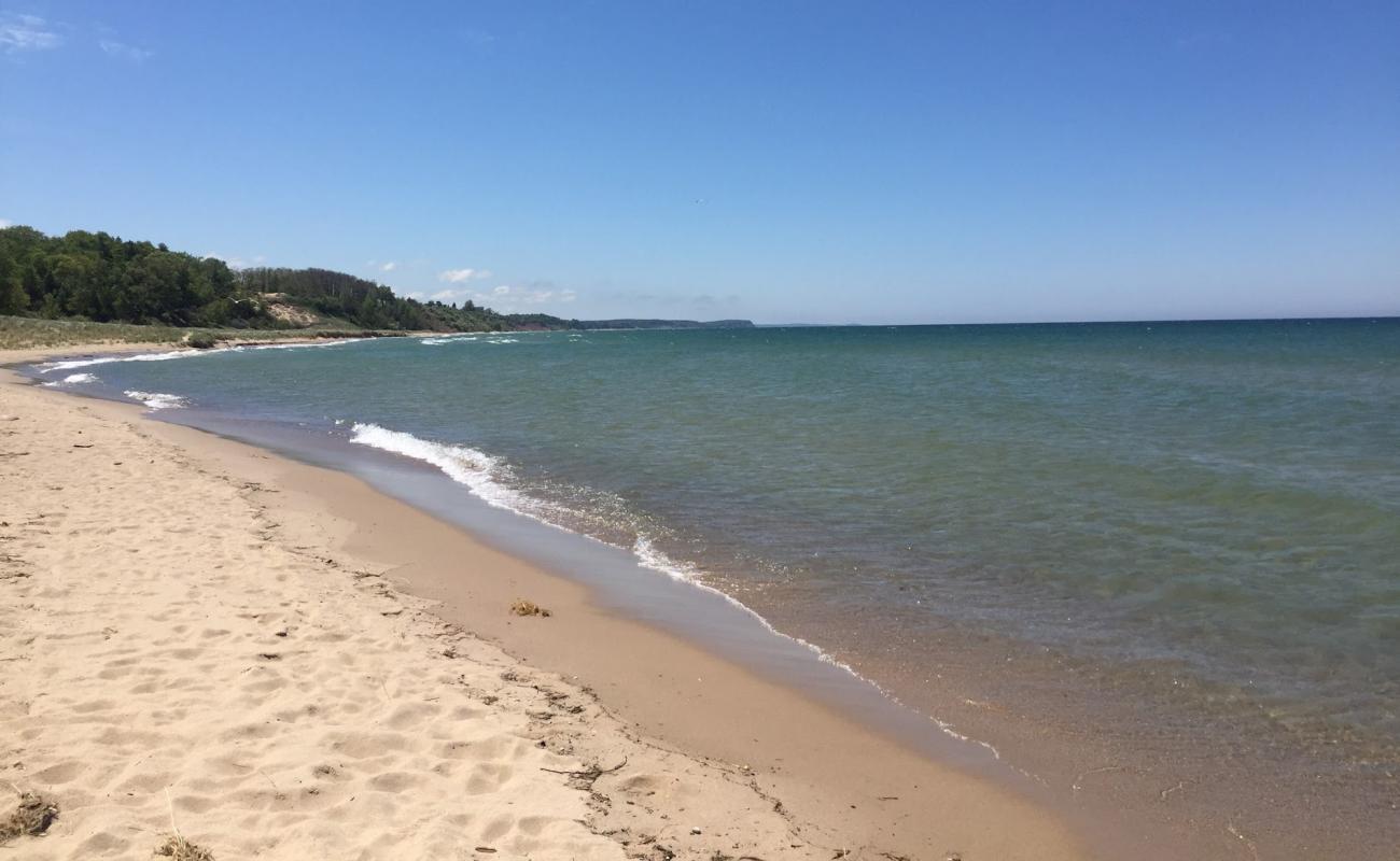 Фото 1st Street Beach Manistee с золотистый песок поверхностью